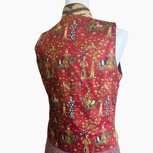 TAPP NEWYORK Sz. LARGE Asian Inspired A-line Vest, Brown Red Front Zip - Picture 9 of 13